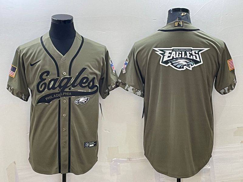 Men Philadelphia Eagles blank salute green 2022 Nike Co branded NFL Jerseys